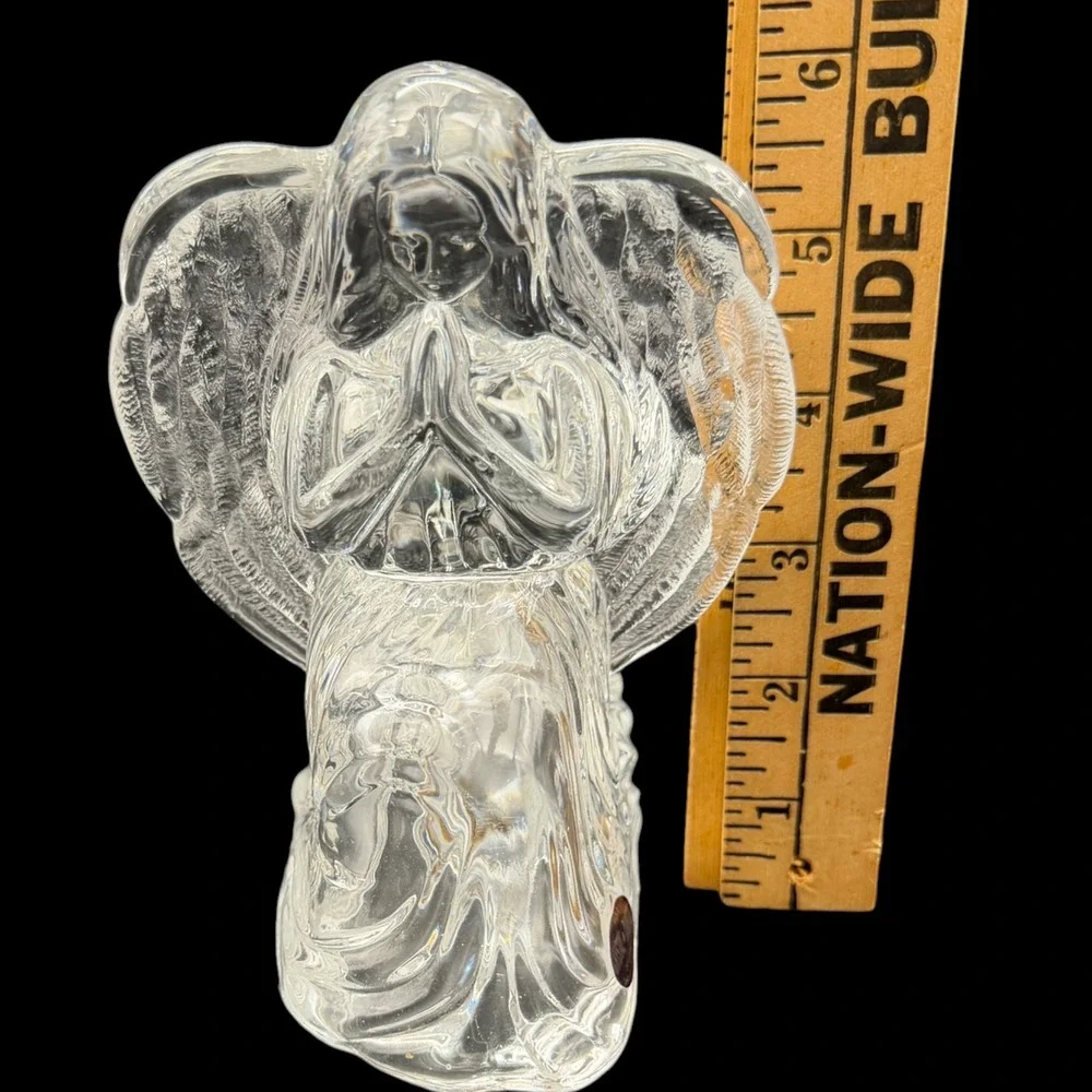 DePlomb 24% Lead Crystal Praying Angel Candle Holder Christmas Figurine Holiday